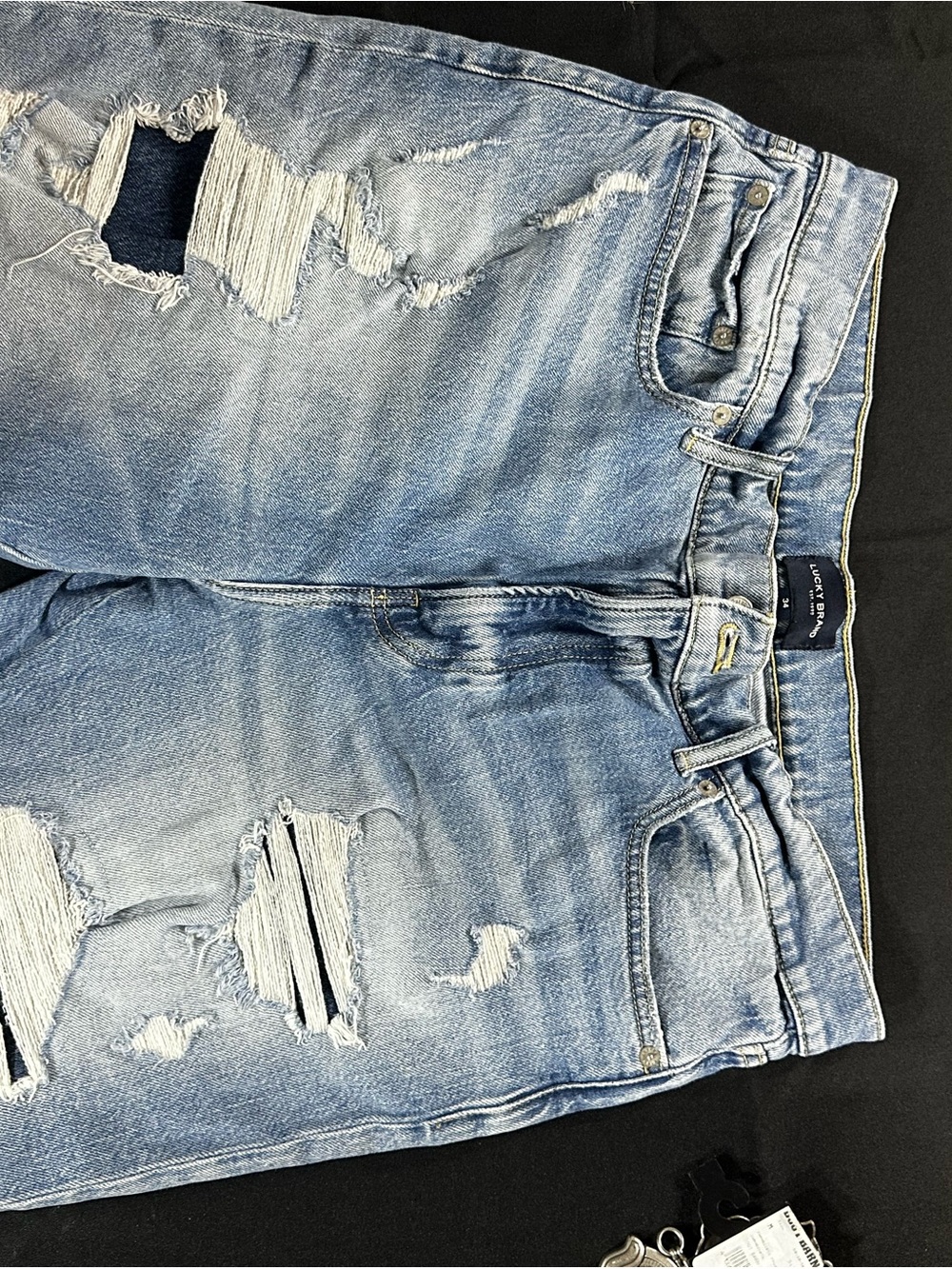 Lucky Brand Light Blue Distressed Men’s Jean Shorts